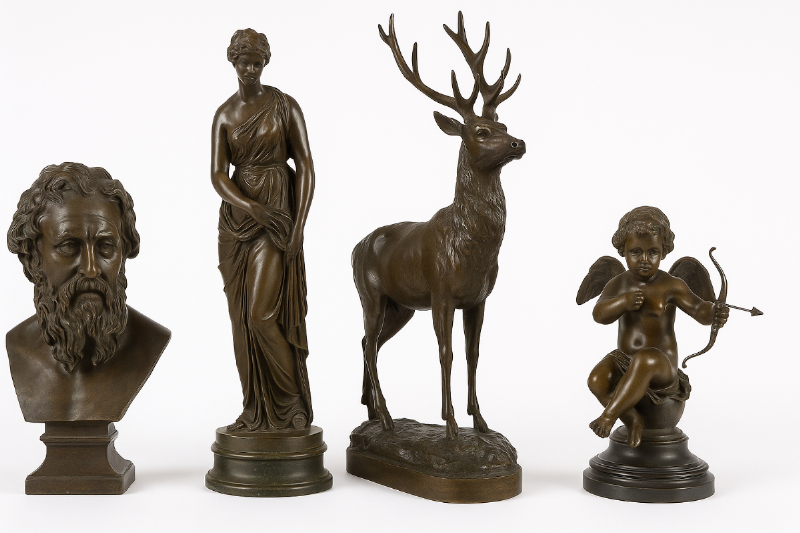 Détail d’une patine Moreau bronze, mettant en lumière le savoir-faire du sculpteur et la qualité de la fonderie